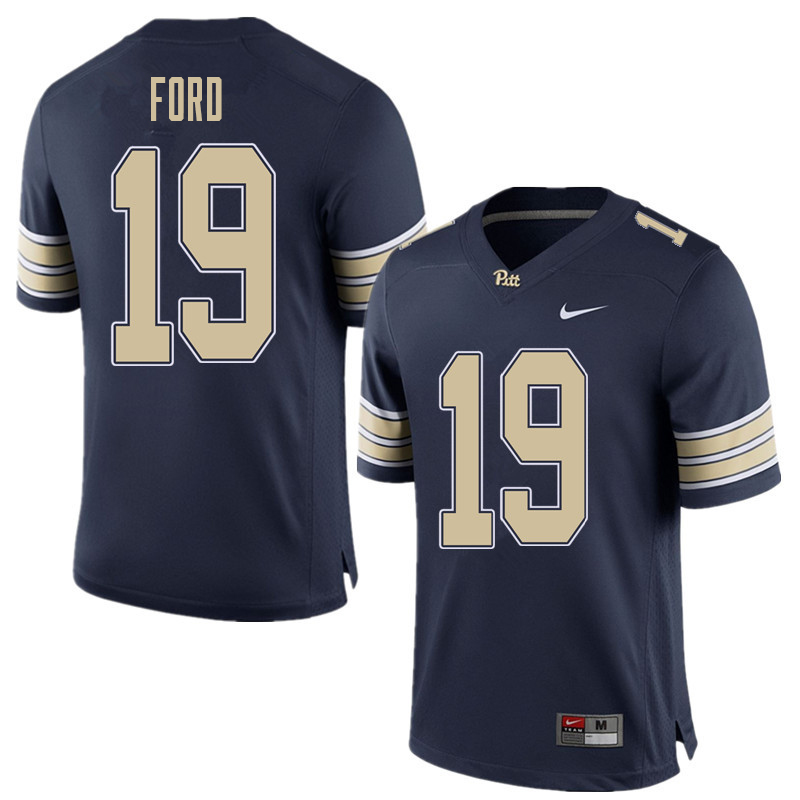 Men #19 Dontez Ford Pittsburgh Panthers College Football Jerseys Sale-Home Blue